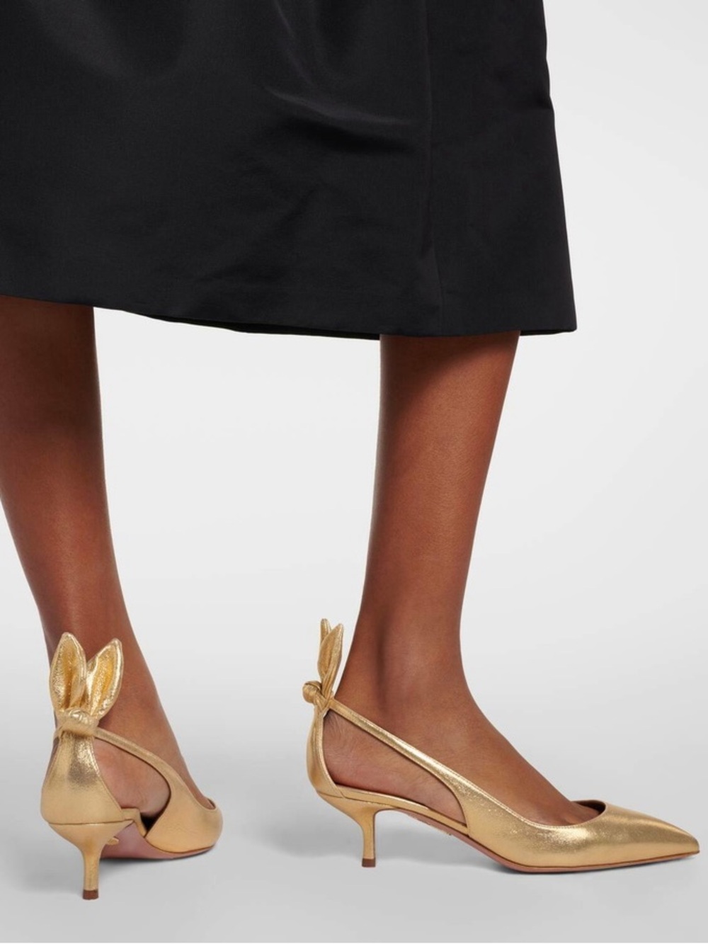 New Aquazzura Bow Tie metallic leather pumps $850 40